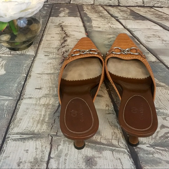 Cole Haan Brown Animal Print Slip on Kitten Heels - Picture 3 of 8